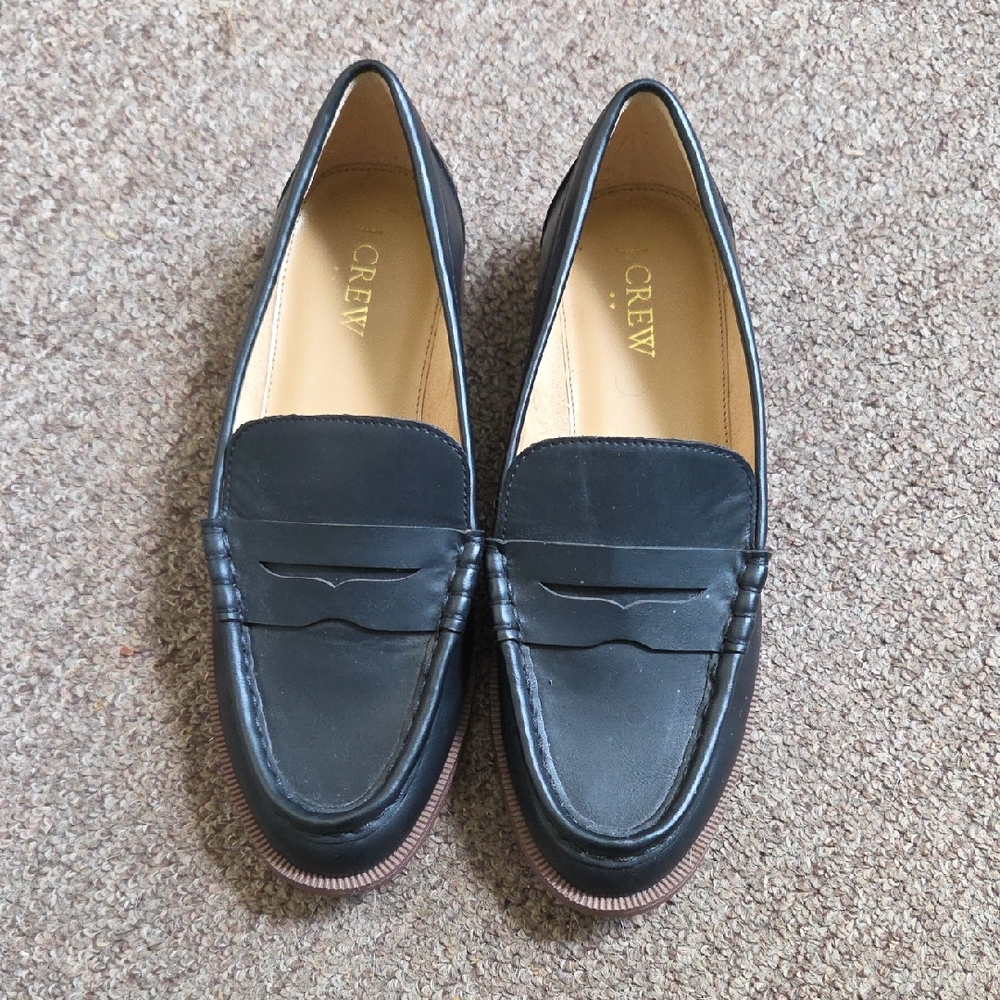 J. Crew Black Leather Loafers
